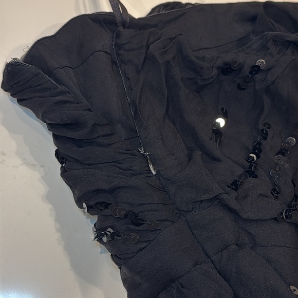 DVF Garvin Embellished Strapless Mini Dress | Black Sequin Silk | Size 2 - Picture 12 of 13